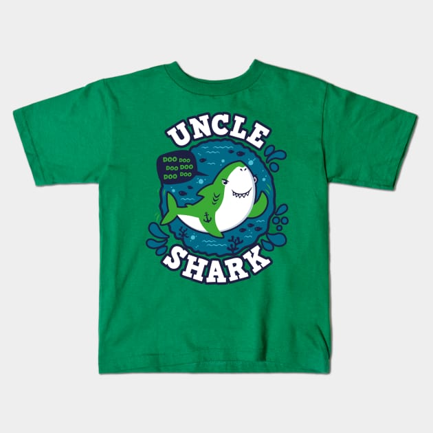 Uncle Shark (trace) Kids T-Shirt by Olipop